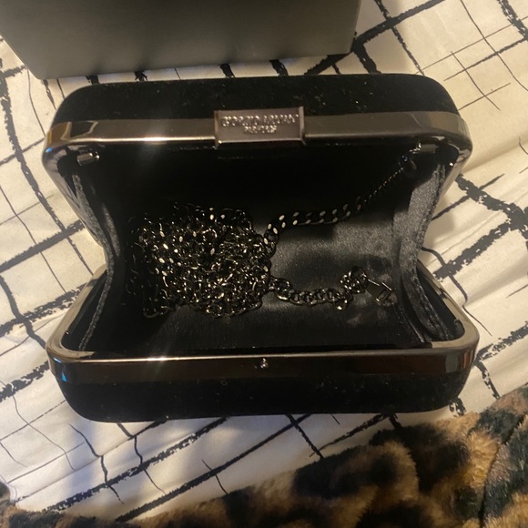 Giorgio Armani black velvet evening clutch with chain. - Picture 10 of 10